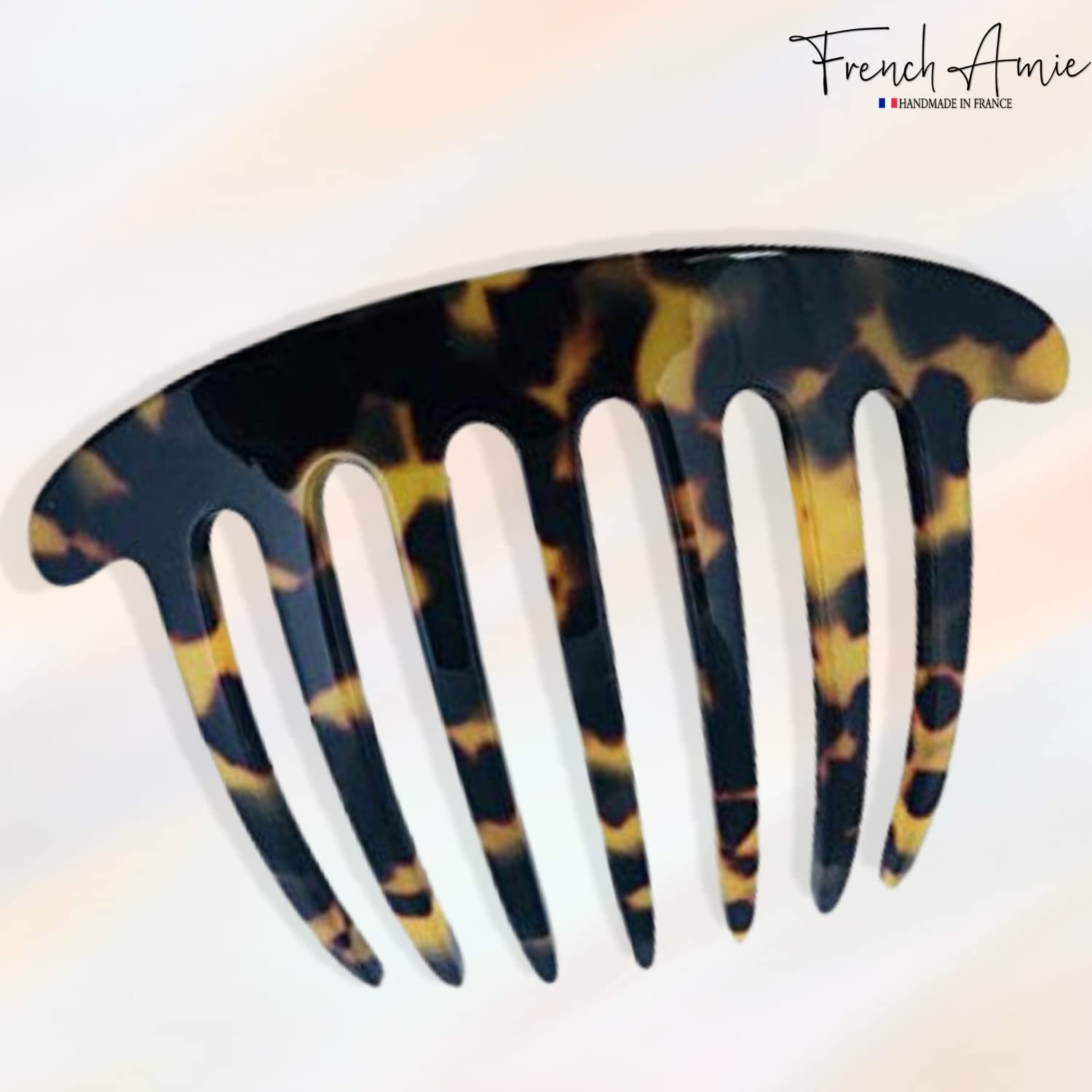 French Amie 7 Teeth Handmade Cellulose Side Hair Comb for Women and Girls