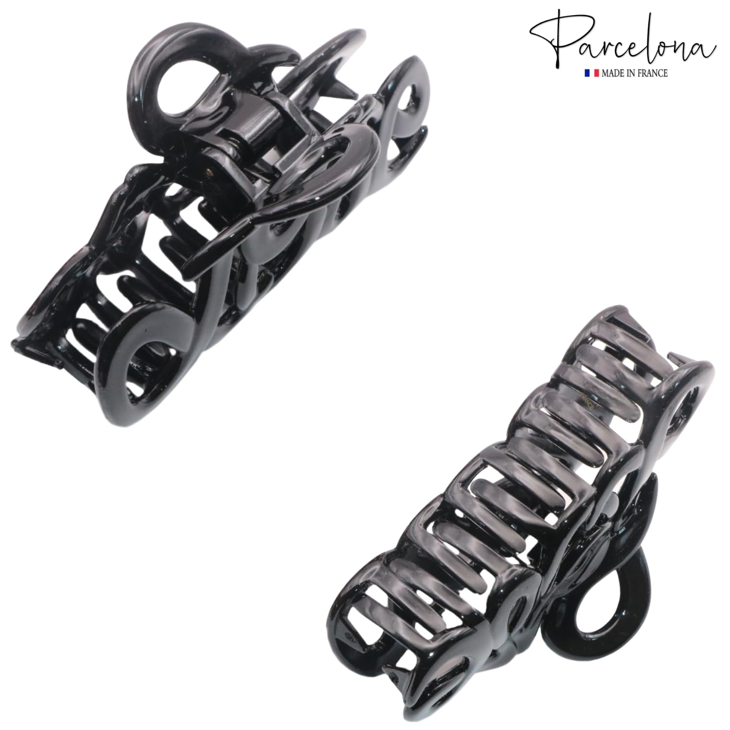 Parcelona French Love Medium 3" Cellulose Acetate Hair Claw Clip for Women
