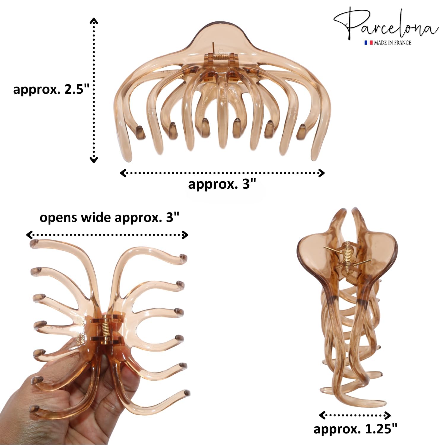 Parcelona French Dendrite Medium Cellulose Jaw Hair Claw for Women and Girls