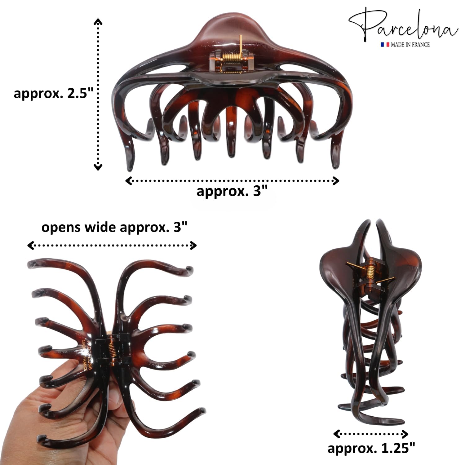 Parcelona French Dendrite Medium Cellulose Jaw Hair Claw for Women and Girls