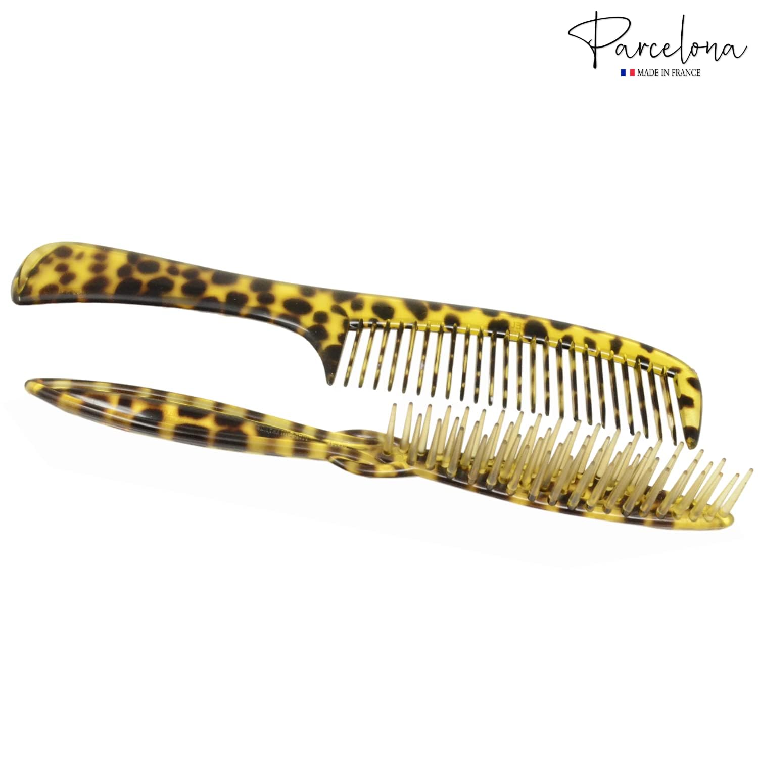 Parcelona French Leopard Print Large Brush Hair Combs for Women & Girls