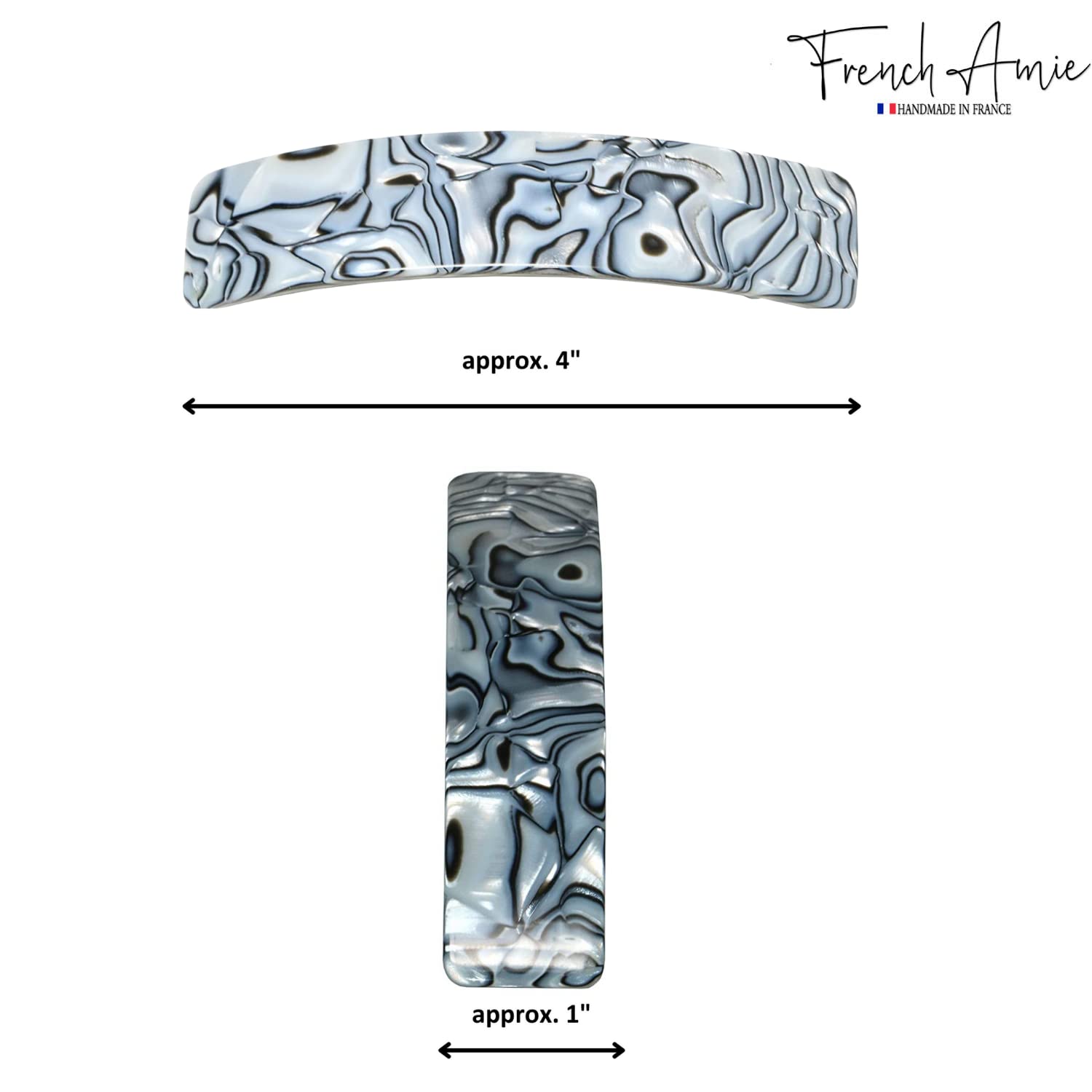 French Amie Long Rectangle Handmade Large Hair Barrette Clip for Women N Girls