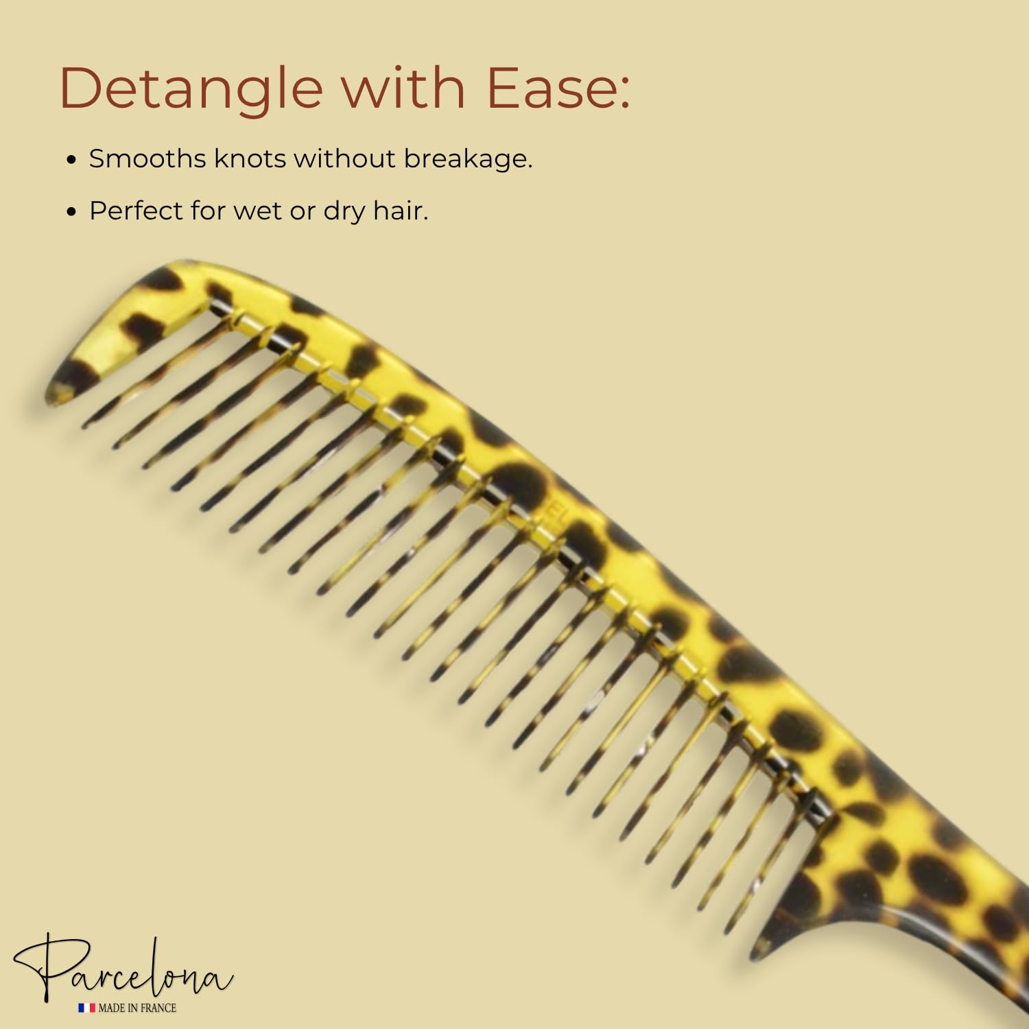 Parcelona French Leopard Print Large Brush Hair Combs for Women & Girls