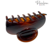 Parcelona French Bouton Medium Shell Celluloid Jaw Hair Claw for Women and Girls