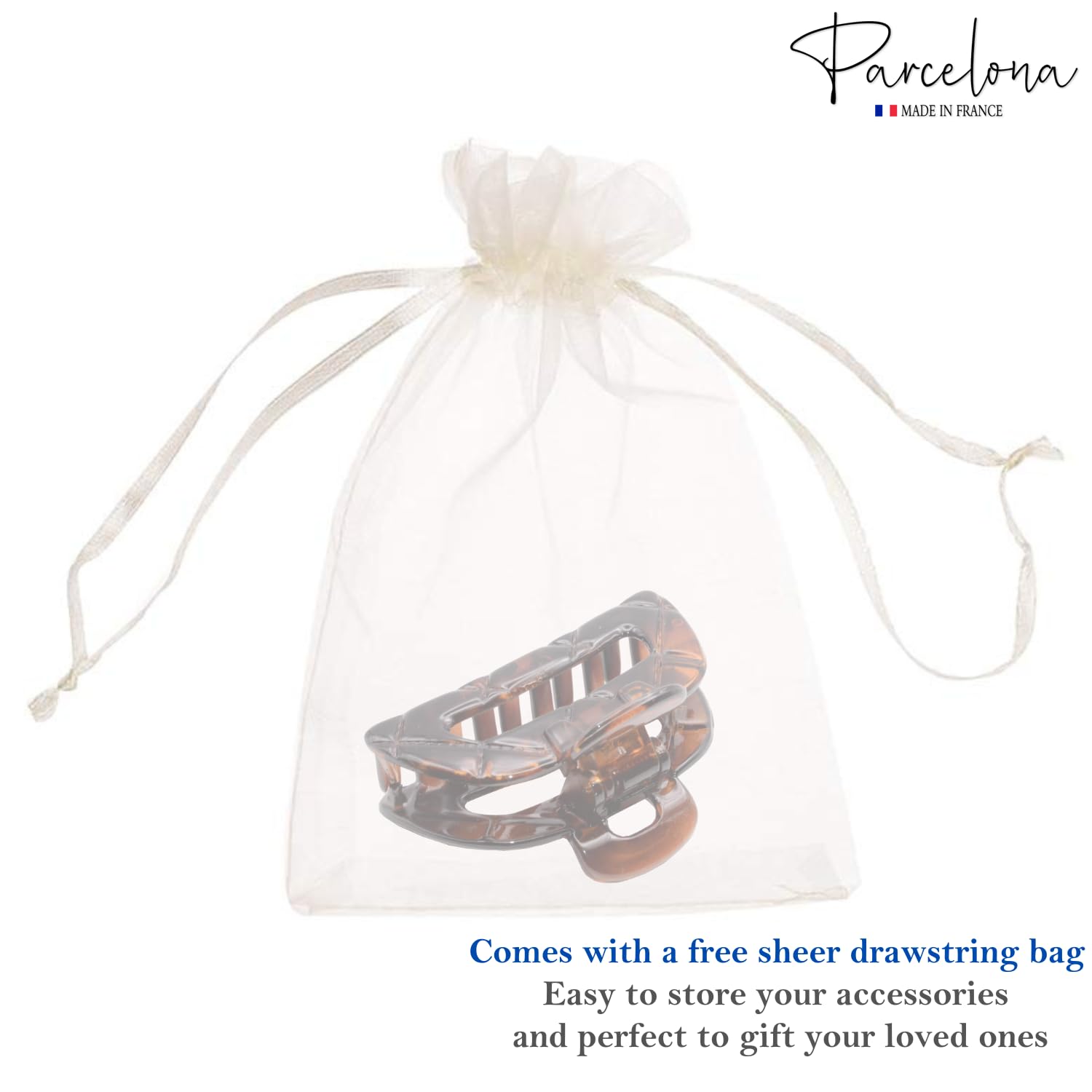 Parcelona French Elite Medium Cellulose Covered Spring Jaw Hair Claw Clamp