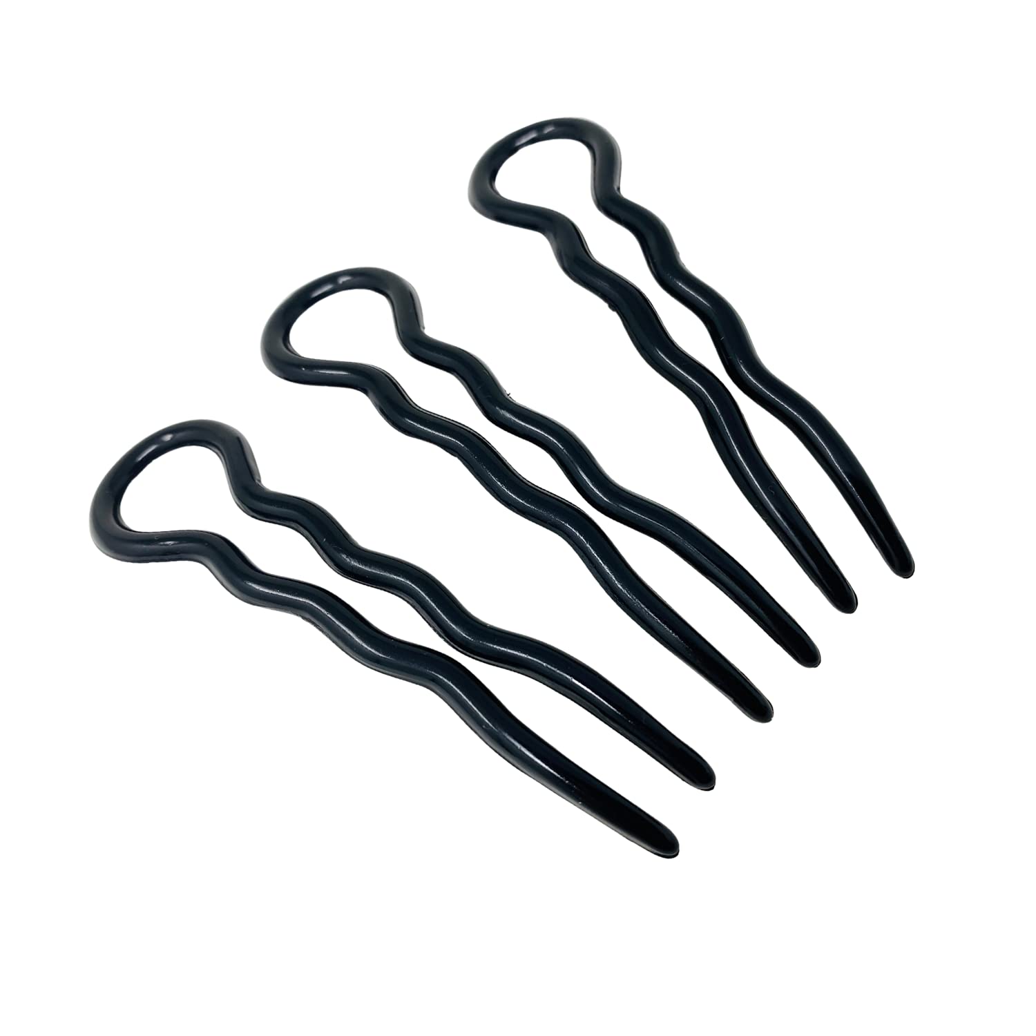 Parcelona French Sleek 3 1/2" Cellulose Wavy U Shaped Hair Pins for Women(3 Pcs)