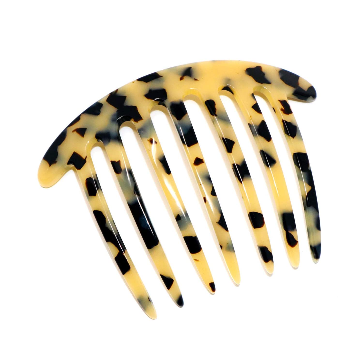 French Amie 7 Teeth Handmade Cellulose Side Hair Comb for Women and Girls