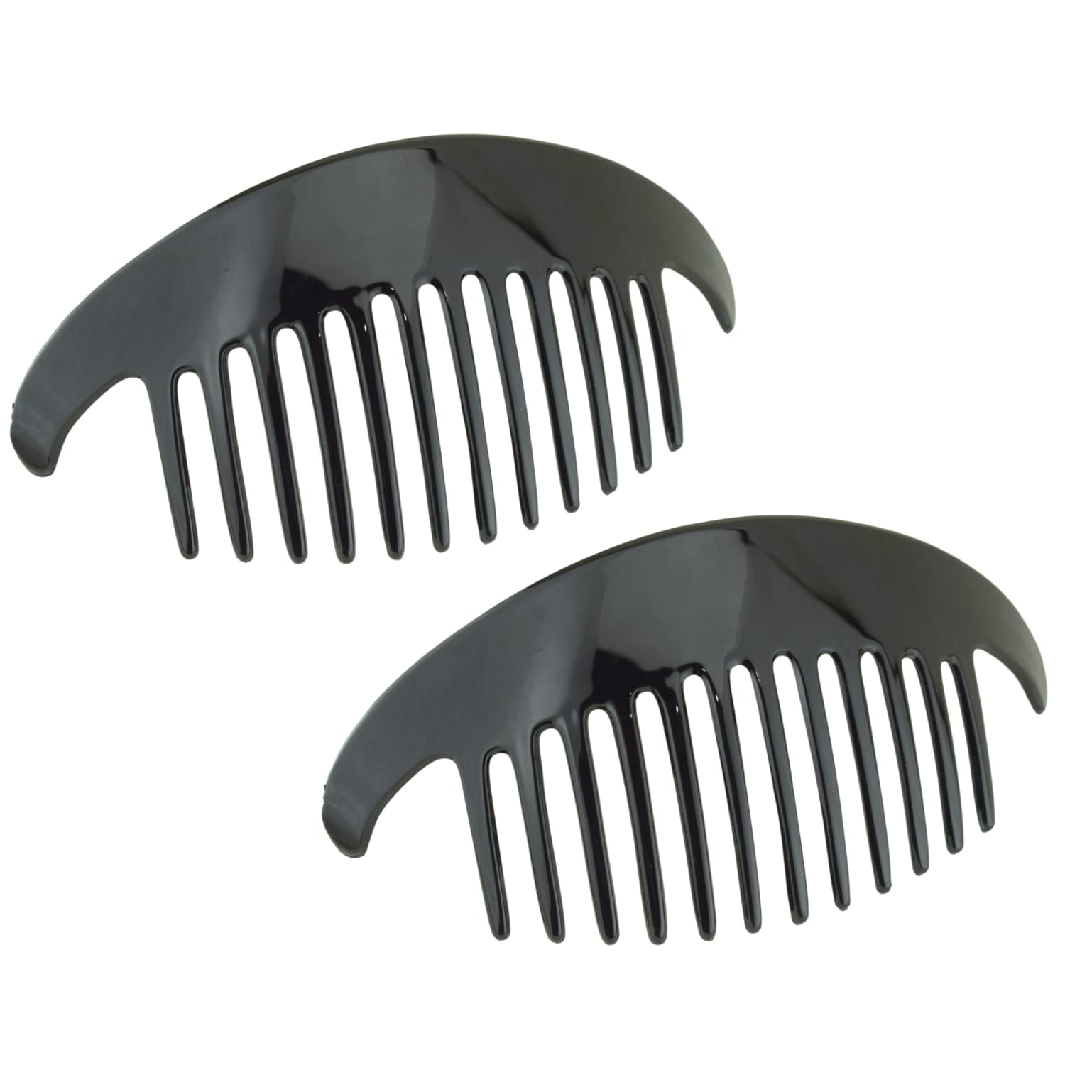 Parcelona French Alice Large Cellulose 12 Teeth Side Hair Combs for Women 2 Pcs