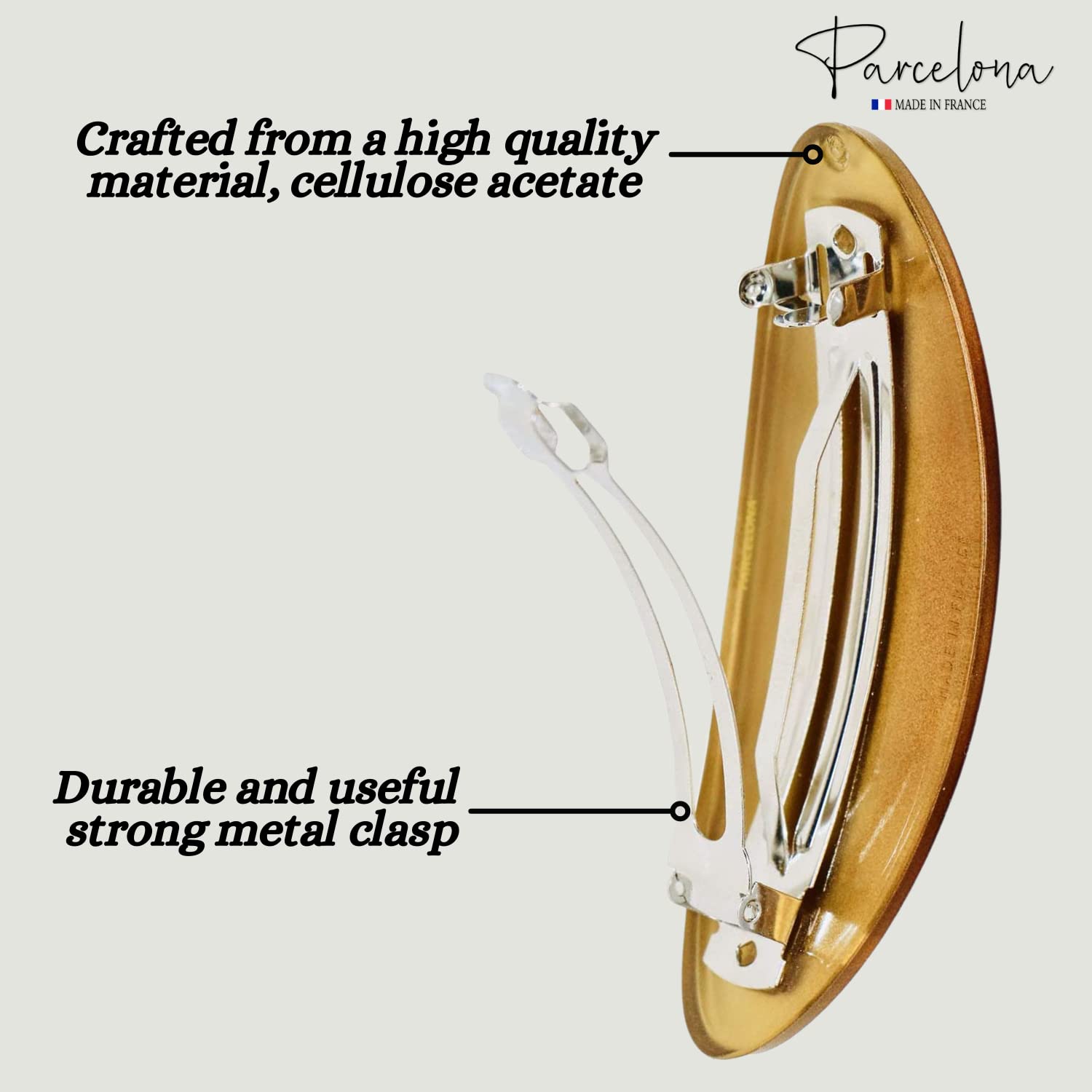 Parcelona French Oval Large 4" Cellulose Automatic Hair Barrette for Women