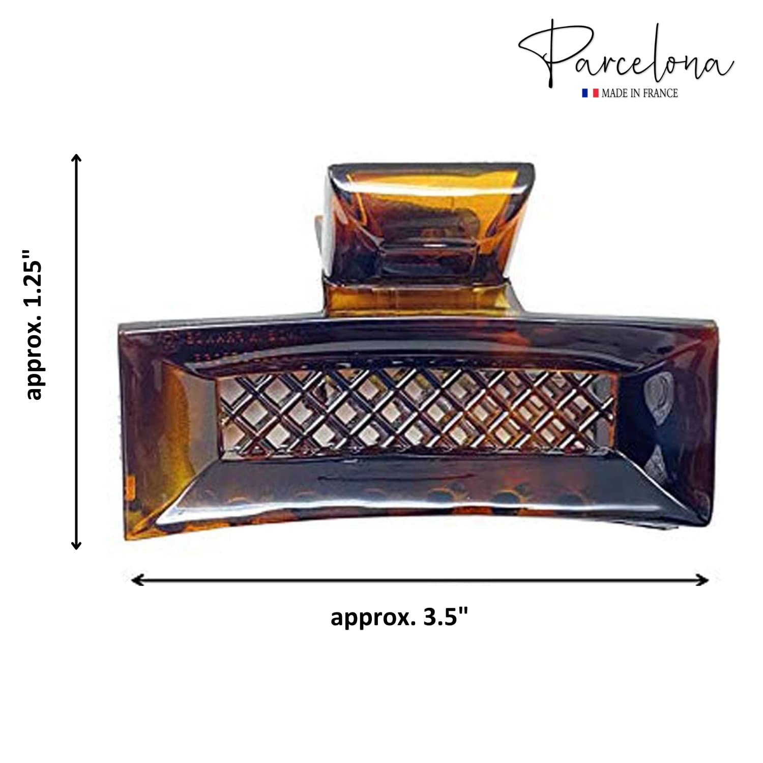 Parcelona French Crisscross Rectangle Brown Medium Cellulose Good Grip Hair Clip
