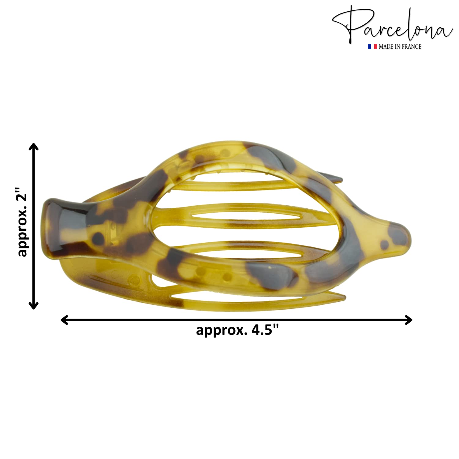 Parcelona French Wide Beak Large Cellulose Side Slide-In Hair Claw for Women