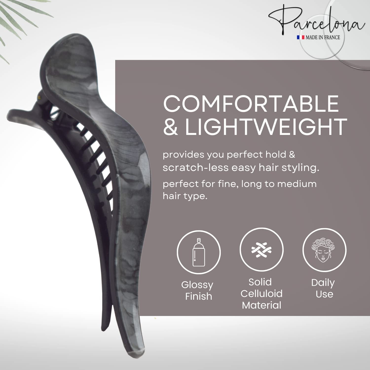 Parcelona French Brill Beak Large Cellulose Slide in Claw Clip Clamp for Women
