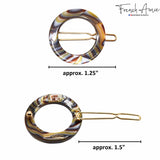 French Amie Mini Circle 1 ¼” Hair Clip - Snap Tige Boule Women Barrette Set Of 2