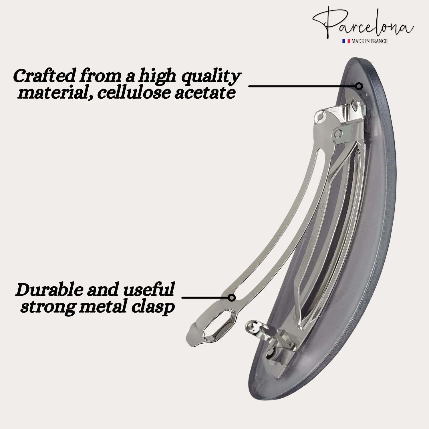 Parcelona French Oval Large 4" Cellulose Automatic Hair Barrette for Women