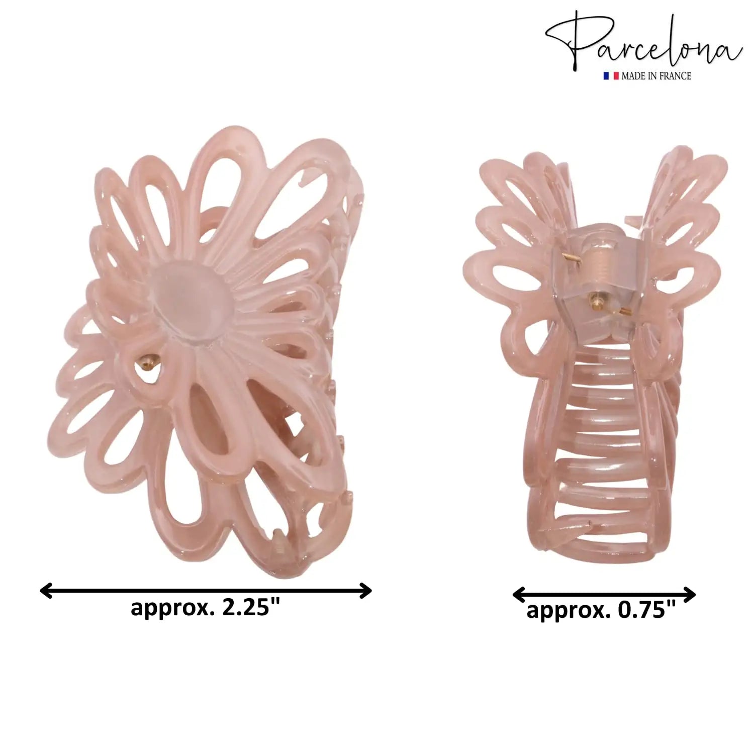 Parcelona French Plume Medium 3" Cellulose Acetate Hair Claw for Women and Girls