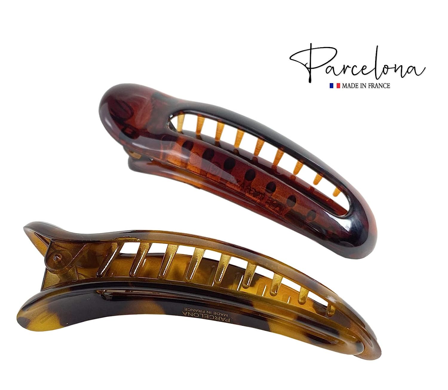 Parcelona French Oval Slider Small 3" Cellulose Side Hair Claw Clips(2 Pcs)