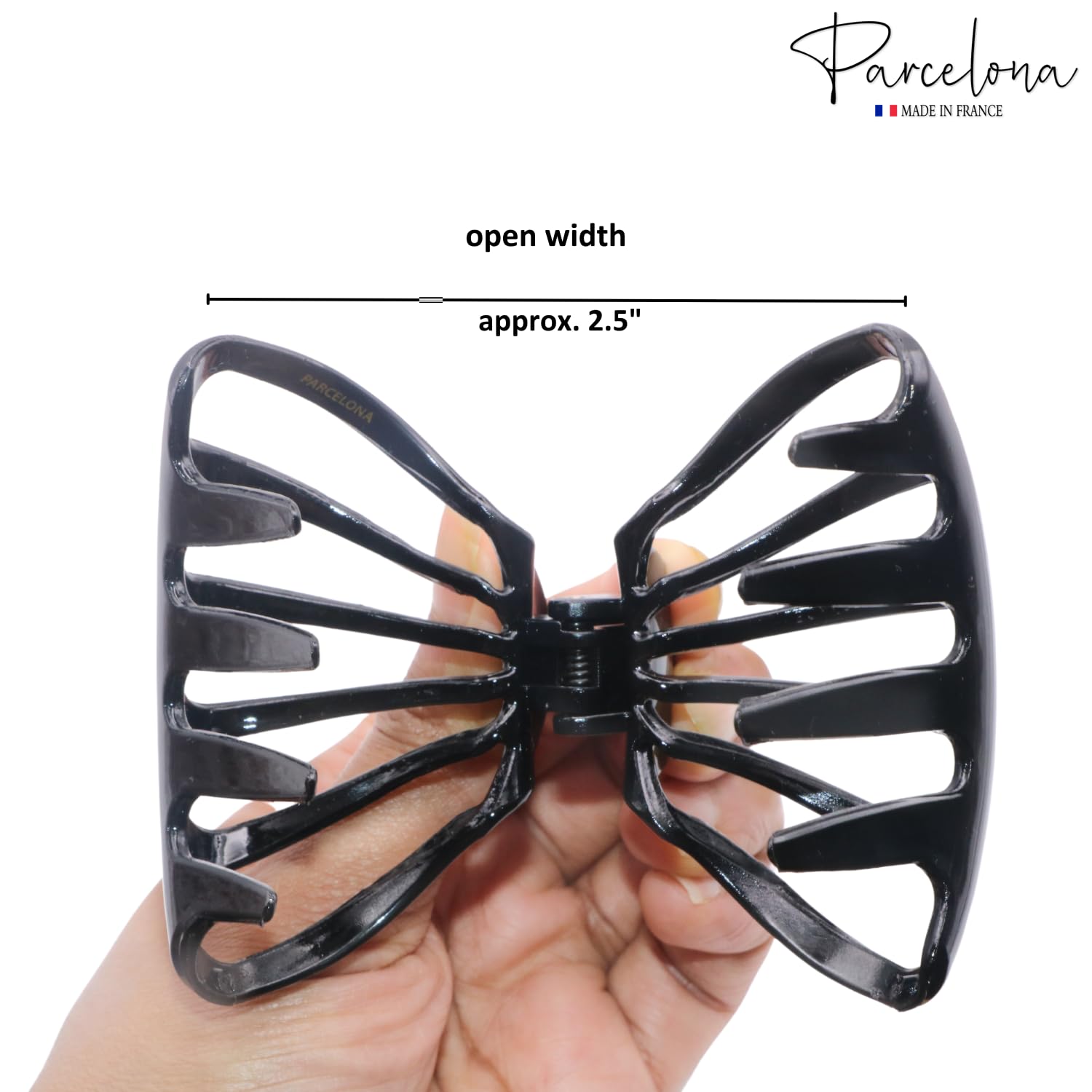 Parcelona French Octopus 3 1/4" Cellulose Wide Flat Teeth Jaw Hair Claw