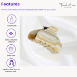 French Amie Tubular Wide Large Handmade Celluloid Jaw Hair Claw for Women