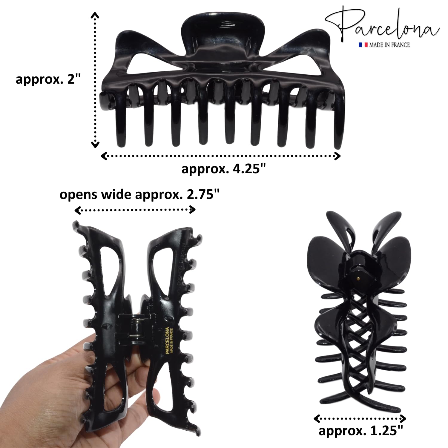 Parcelona French Classic Shell and Black Large Cellulose Jaw Hair Claw(2 Pcs)