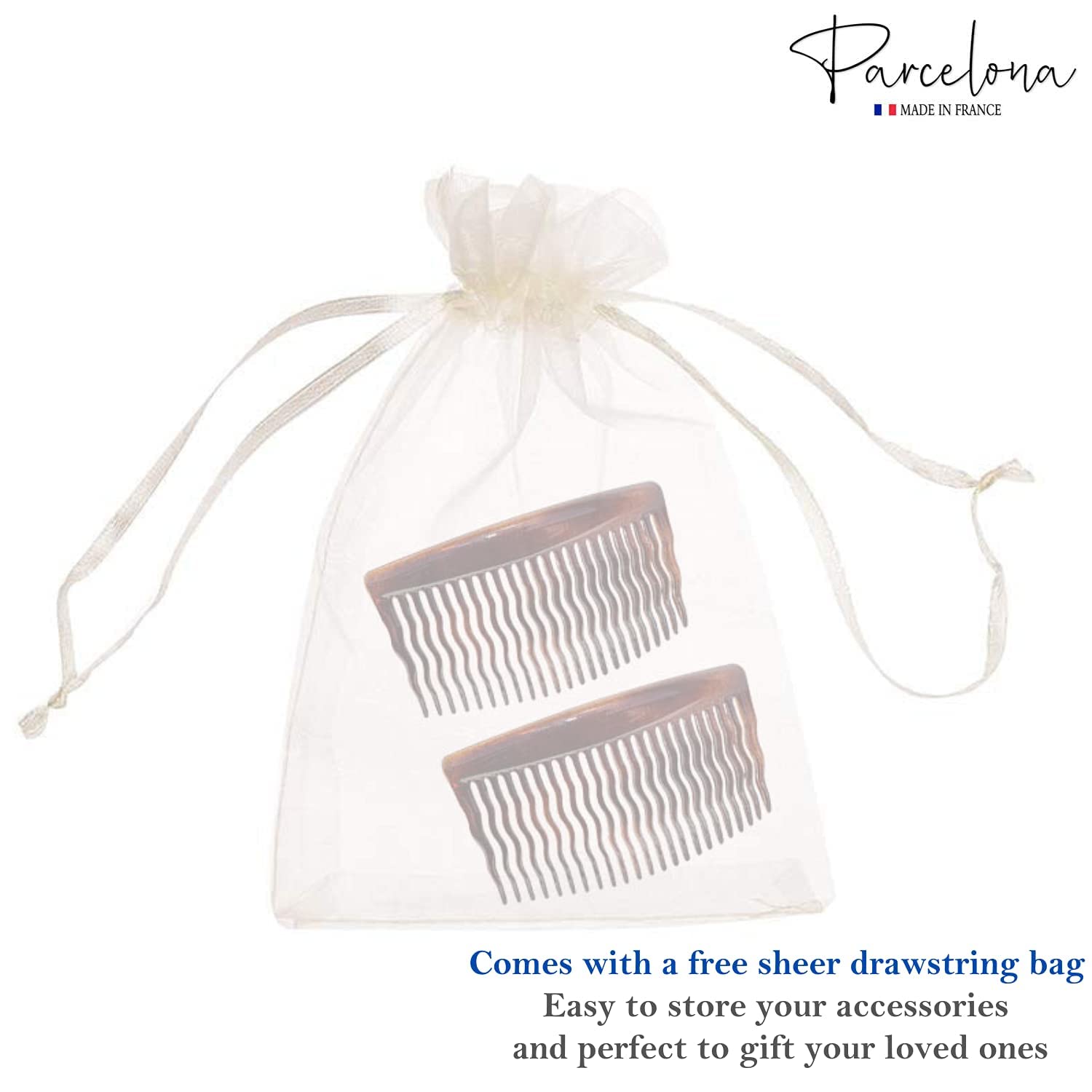 Parcelona French Zig Zag Small Cellulose Acetate 23 Teeth Side Hair Combs(2 Pcs)