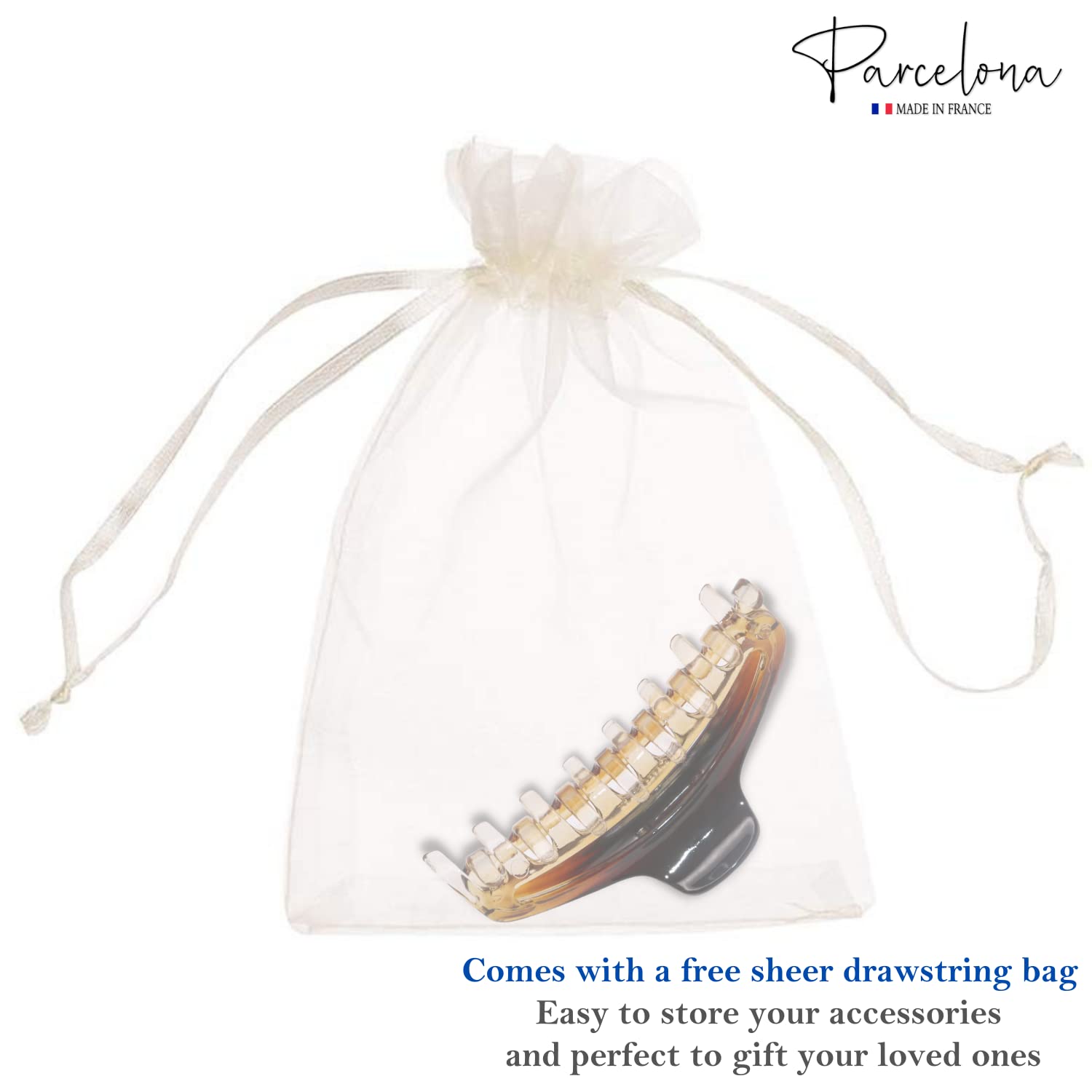 Parcelona French Slim Double Shaded Crystal Clear Shell Cellulose Hair Claw