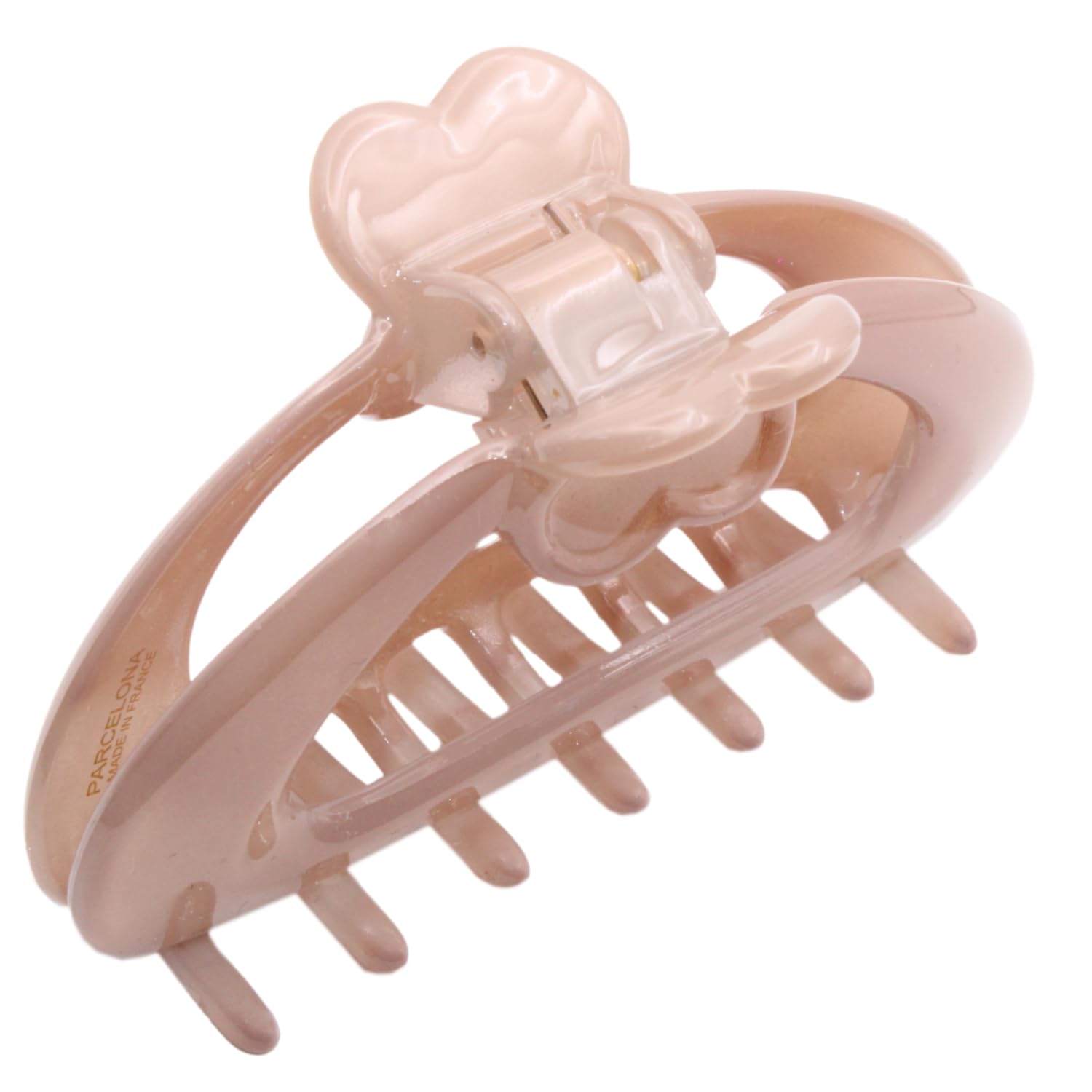 Parcelona French Heart-Shaped Medium Cellulose Hair Claw for Women and Girls
