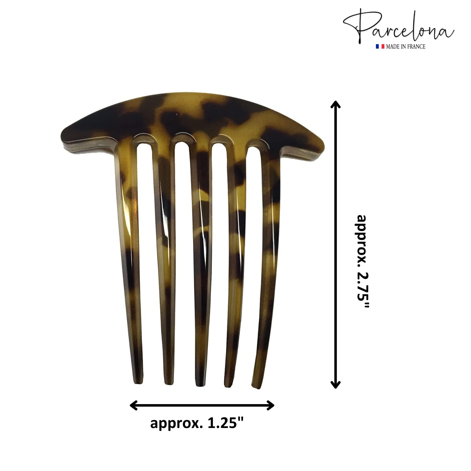 Parcelona French Medium Interlocking Light Tortoise Shell Side Hair Comb 2 pcs