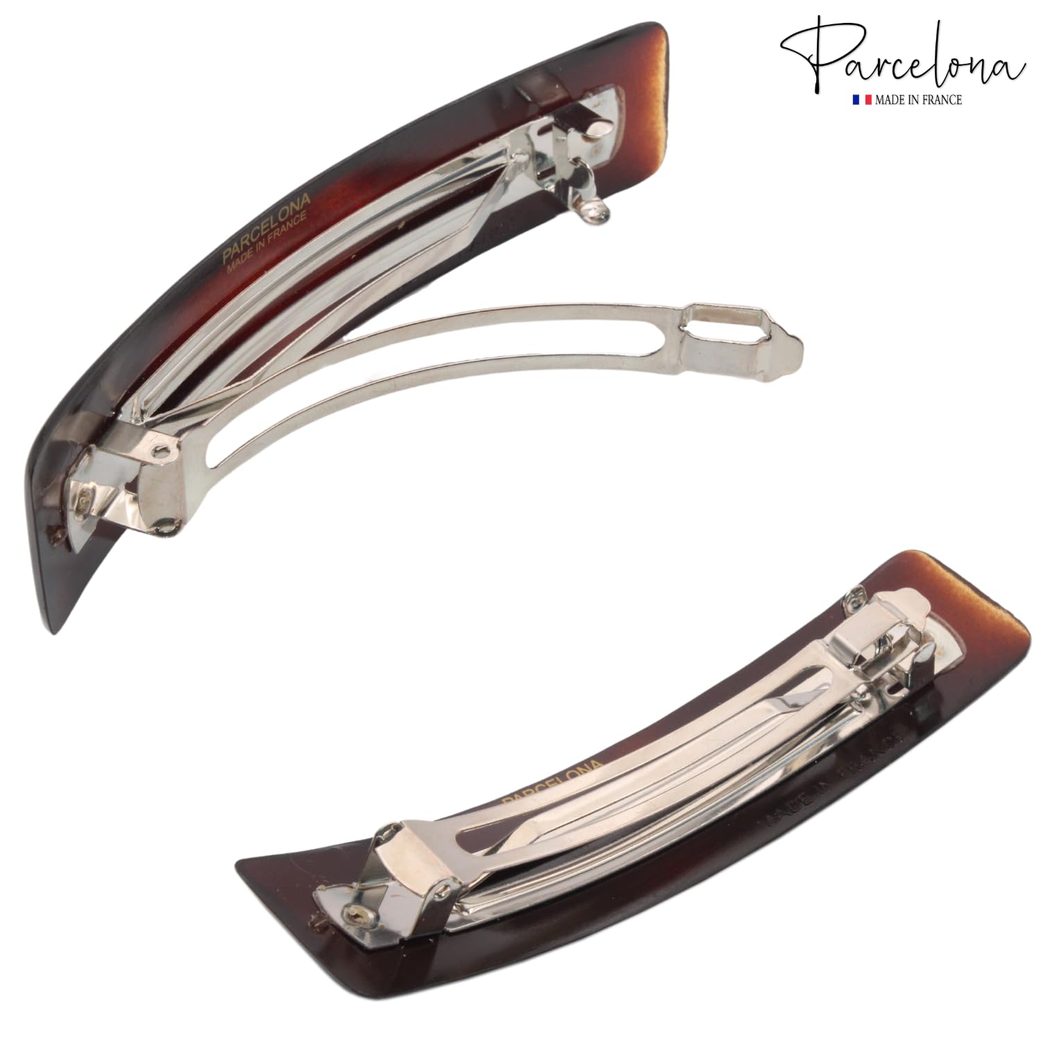 Parcelona French Rectangular Shell Large Cellulose Hair Barrette for Women