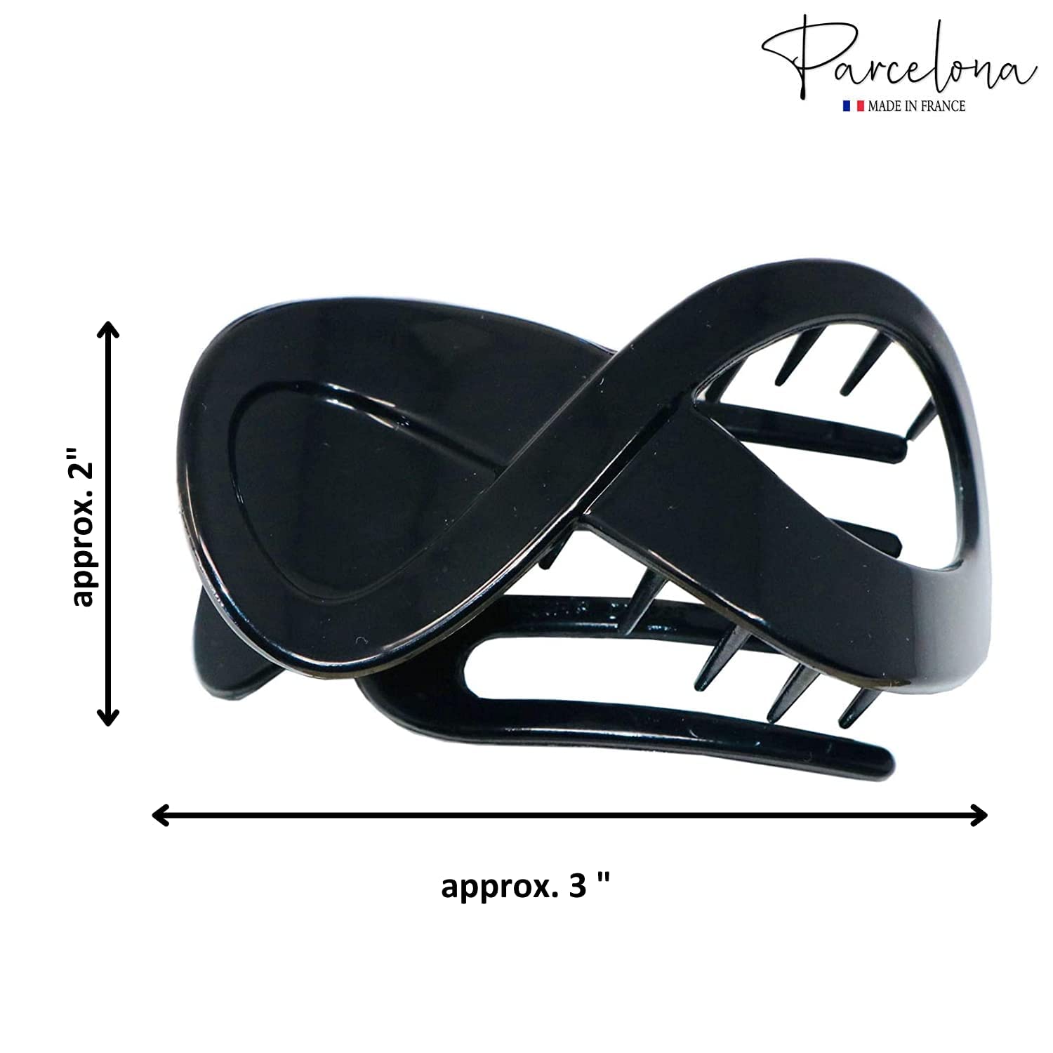 Parcelona French Infinity Loop Medium 3” Cellulose Hair Claw for Women and Girls