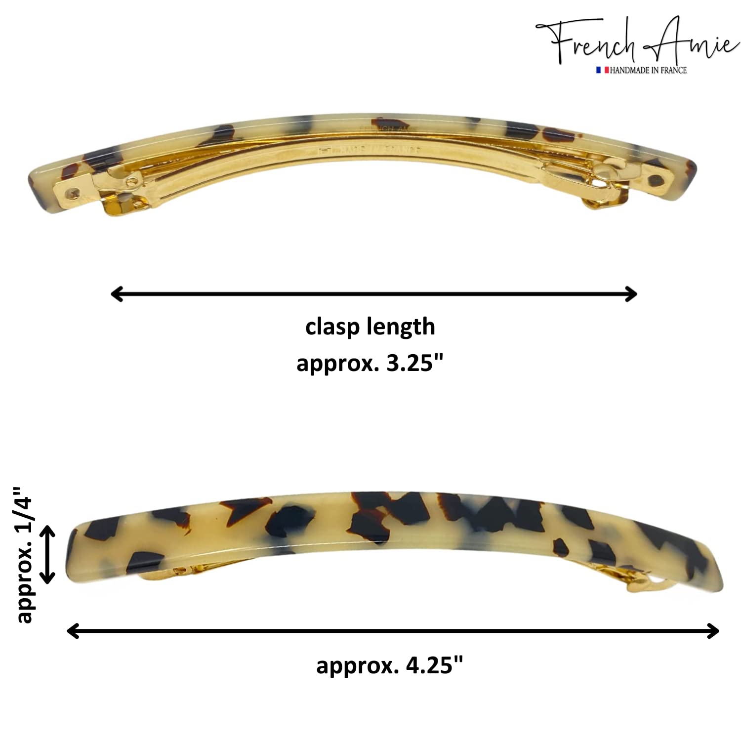 French Amie Long & Skinny Bar Large 4 1/4" Cellulose Acetate Hair Barrette Clip
