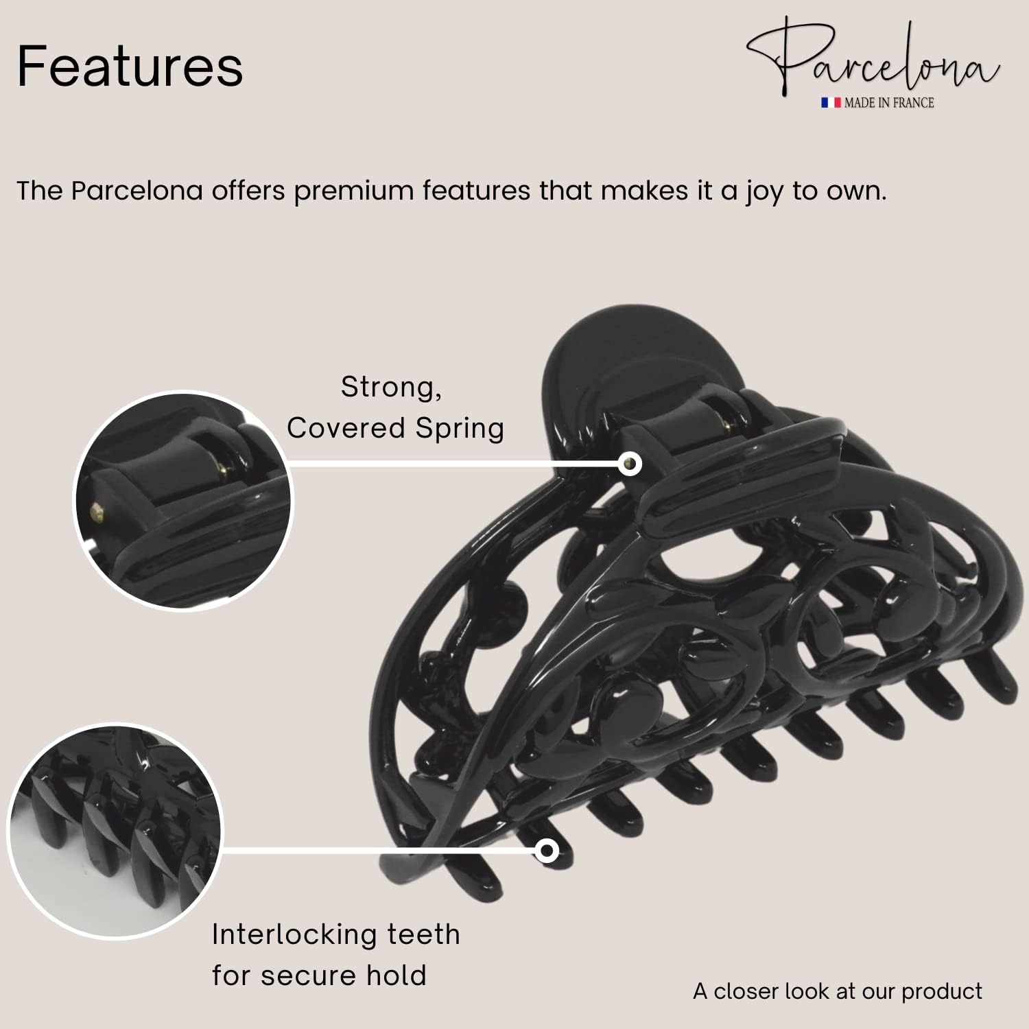 Parcelona French New Jardin Medium Cellulose Jaw Hair Claw for Women and Girls