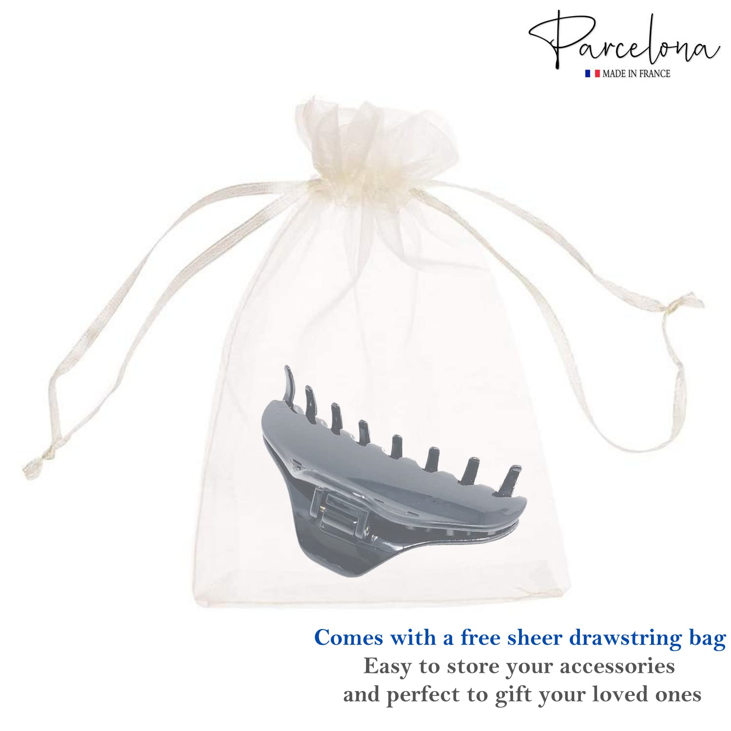 Parcelona French Boss Thin 3 1/2" Medium Cellulose Jaw Hair Claw for Women