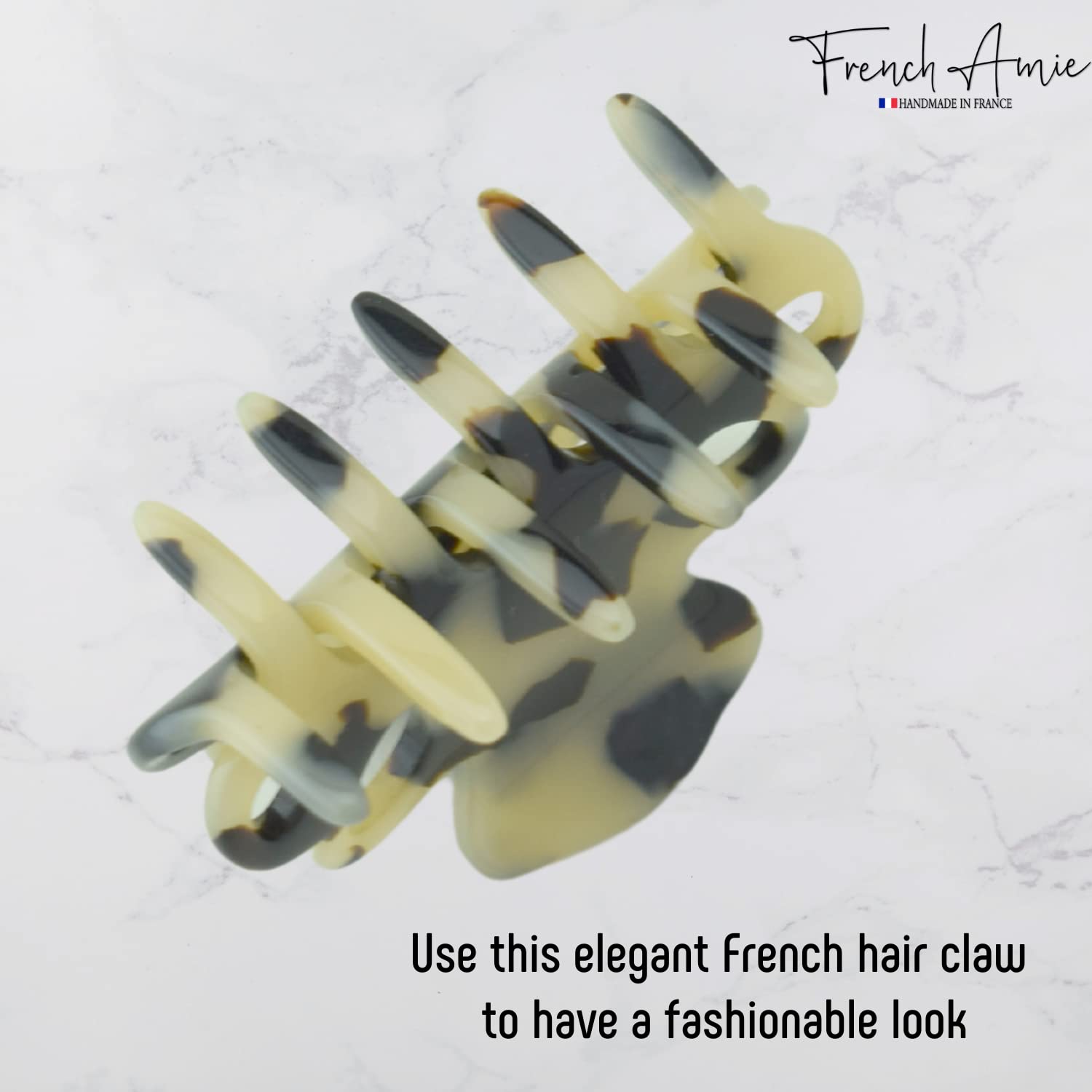 French Amie Orchids Small 2" Handmade Cellulose Flexible Hair Claw Clip