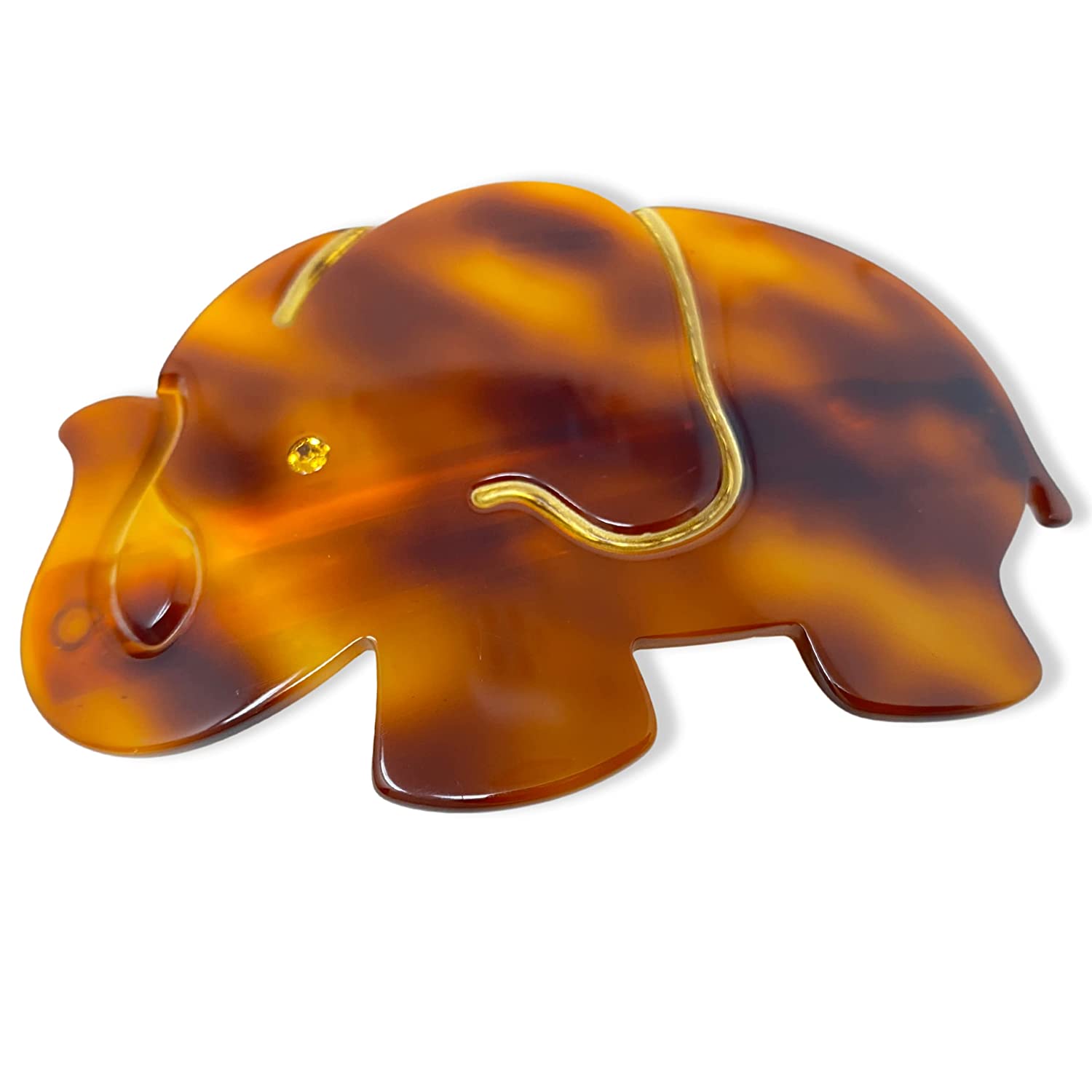 French Amie Elephant Crystal Shell Cellulose Handmade Hair Barrette for Women