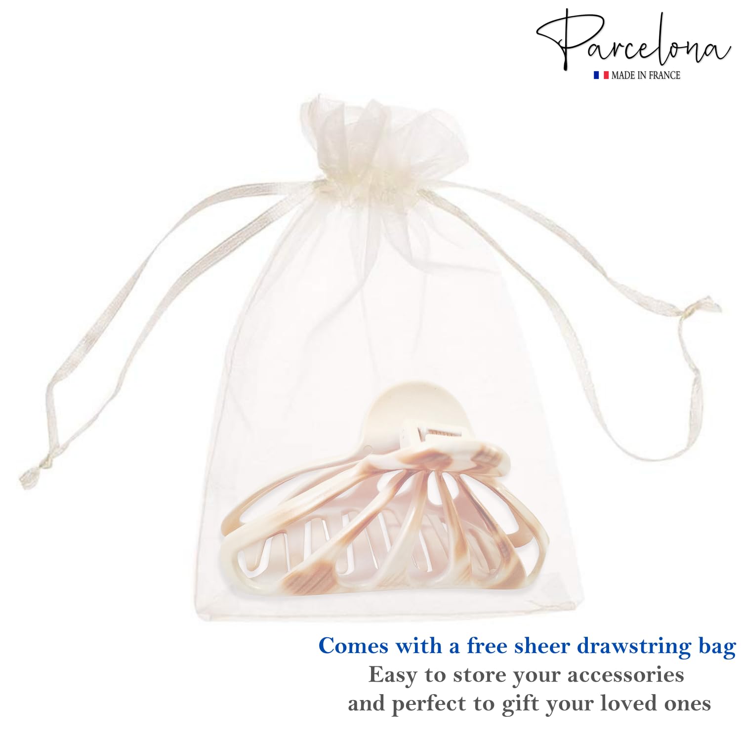 Parcelona French Rain Drop 4" Large Cellulose Jaw Hair Claw for Women