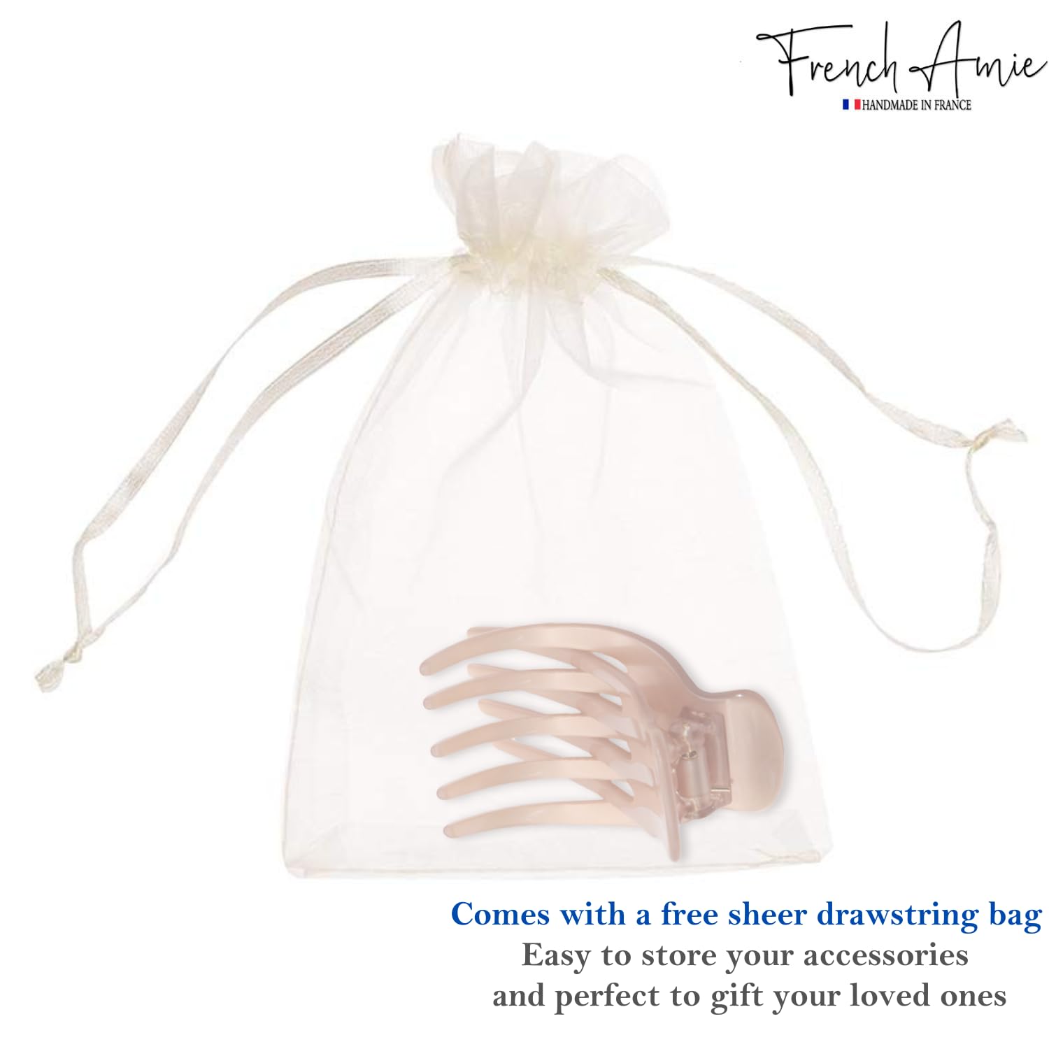 French Amie Bear Paw Small 2 ¾” Cellulose Handmade Yoga Jaw Hair Claw for Women
