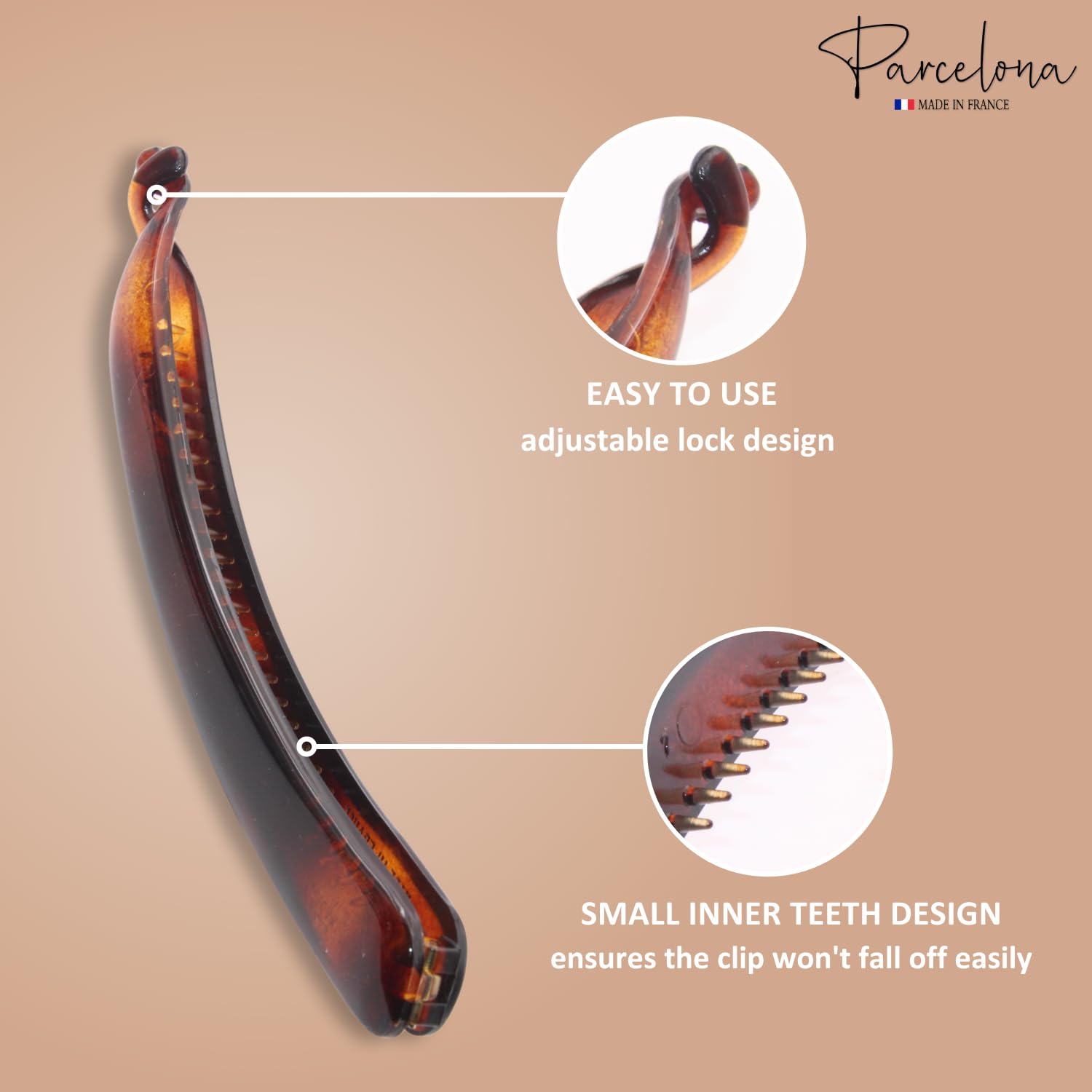 Parcelona French Large 5 1/2" Cellulose Banana Hair Clip for Women and Girls