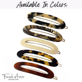 French Amie Oval Loop Small Hair Clip - Snap Tige Boule Women Barrette Set Of 2