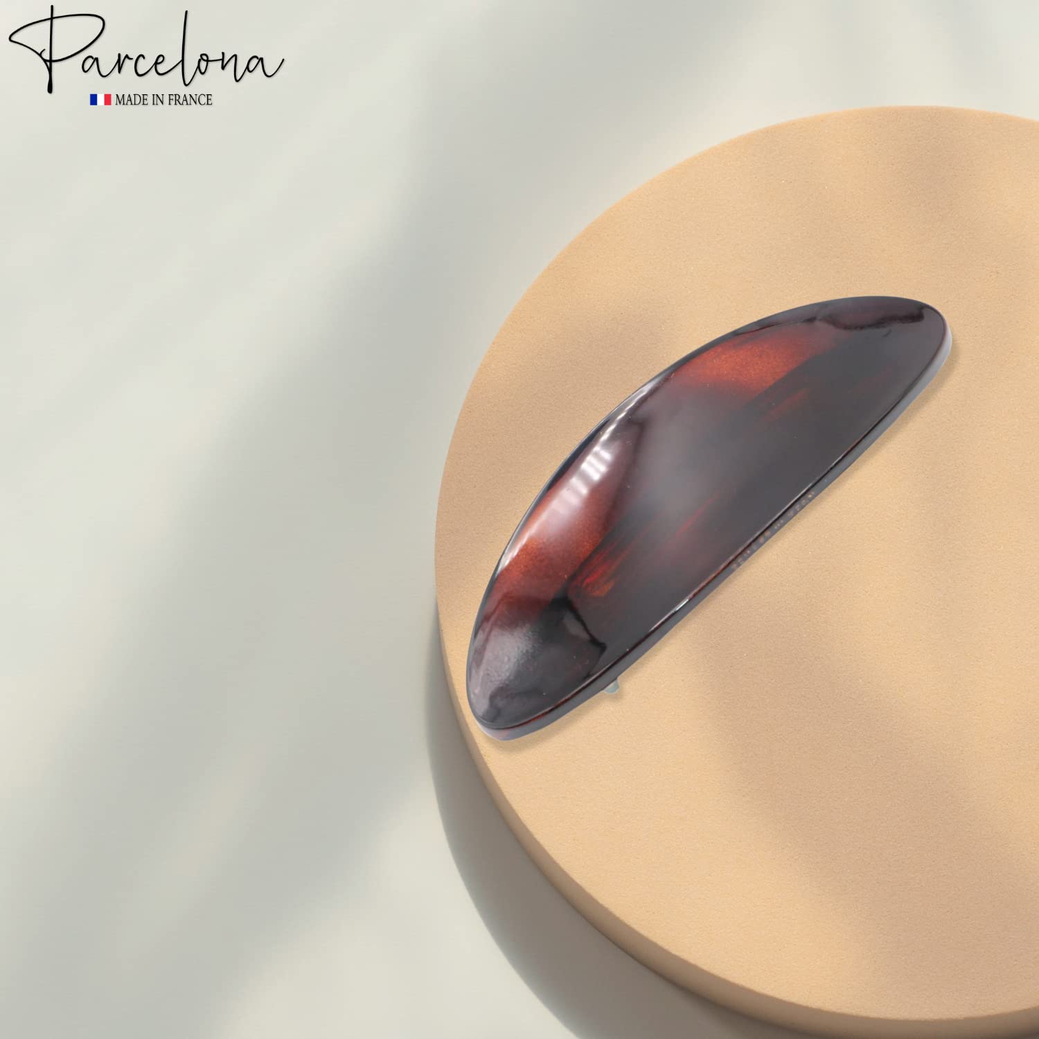 Parcelona French Oval Large 4" Cellulose Automatic Hair Barrette for Women