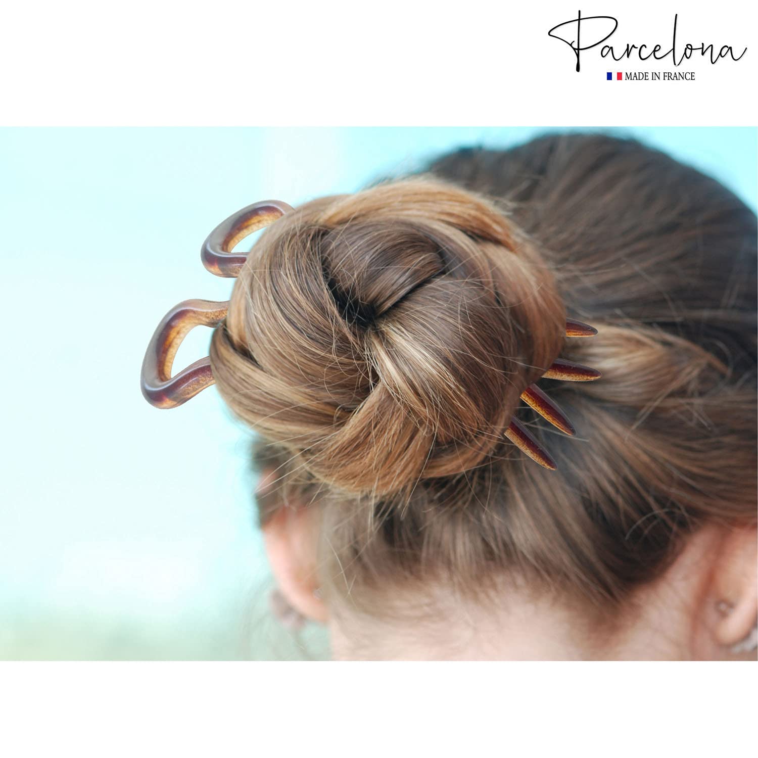Parcelona French Mystic Large 3" Cellulose Chignon U Shaped Hair Pins(Set of 2)