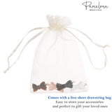 Parcelona French Ribbon Bow Small Celluloid Side Hair Barrettes for Women & Girls