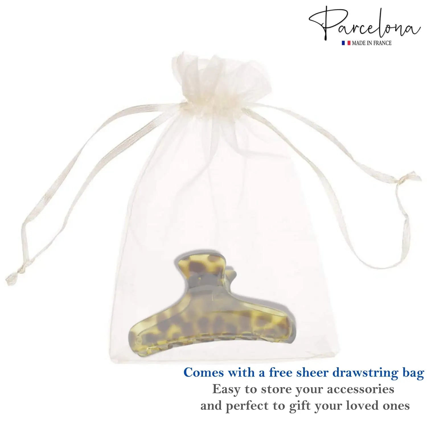 Parcelona French Flat Salon Style Medium 3 1/4" Cellulose Hair Claw for Women