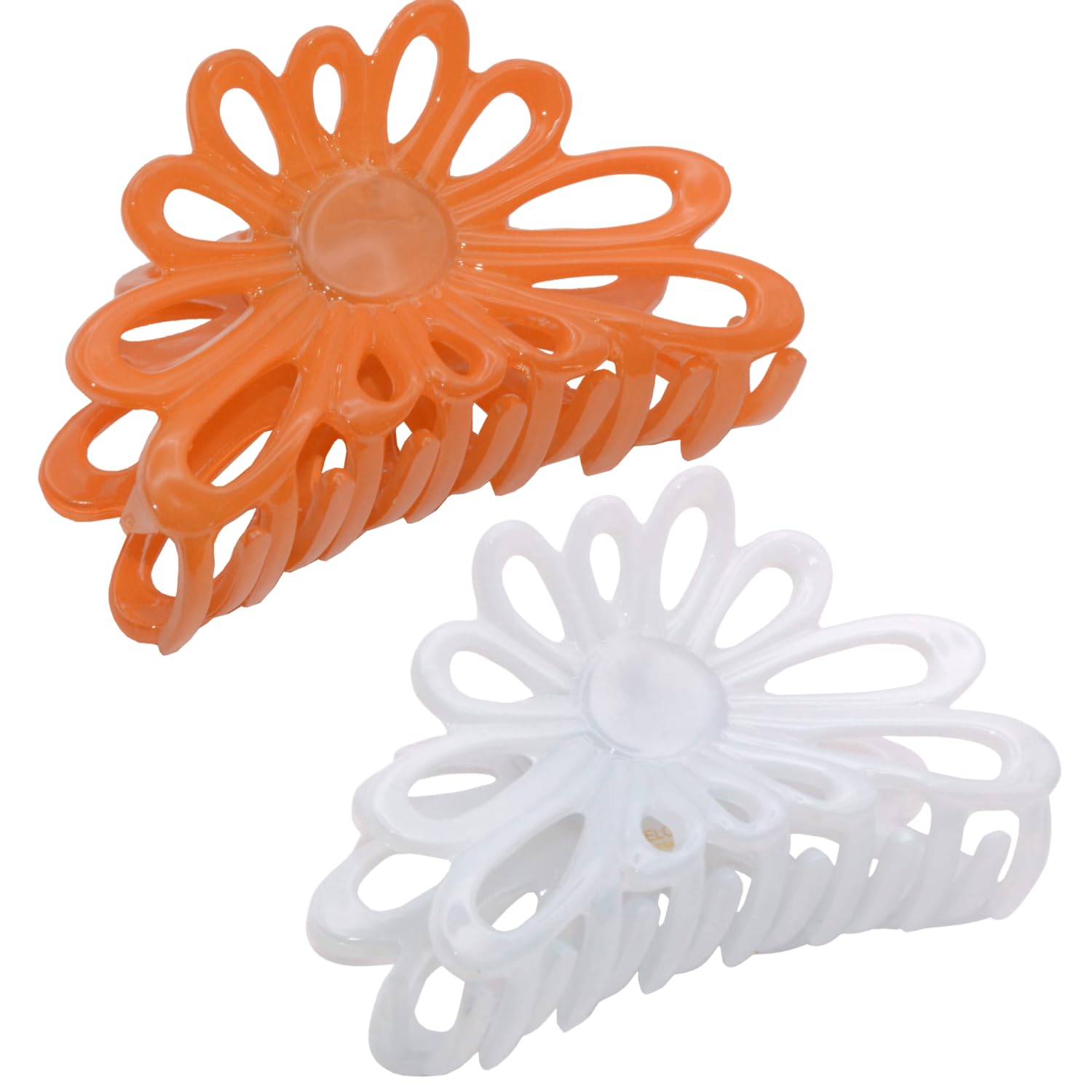 Parcelona French Plume Medium 3" Cellulose Acetate Hair Claw for Women (2 Pcs)