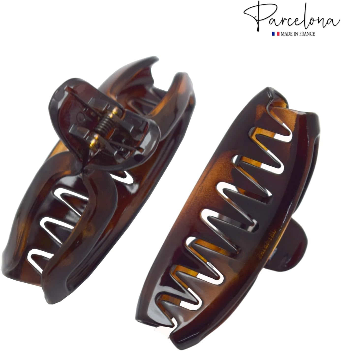 Parcelona French 4 Inch Large Tortoise Shell Flat Teeth Jaw Hair Claw for Women