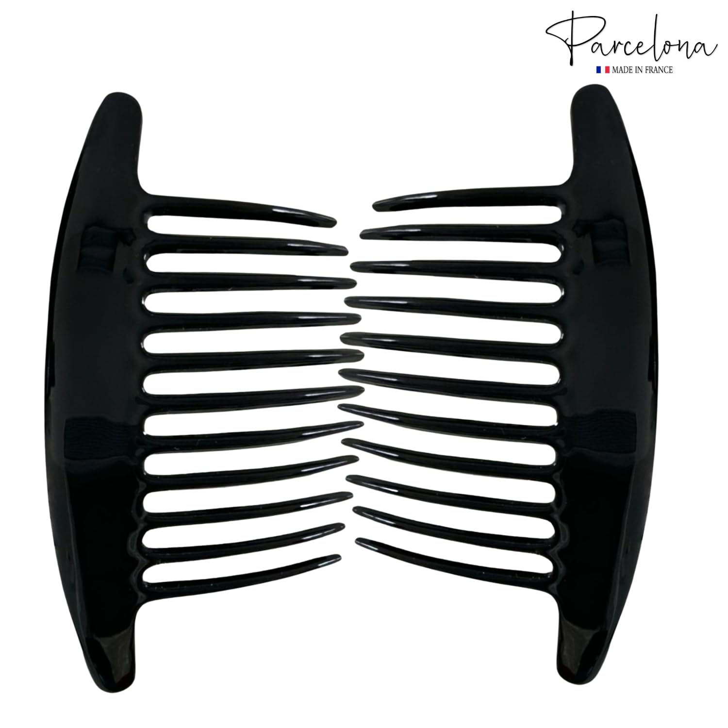 Parcelona French Tapered Edge 11 Teeth Side Hair Combs for Women & Girls (2Pcs)