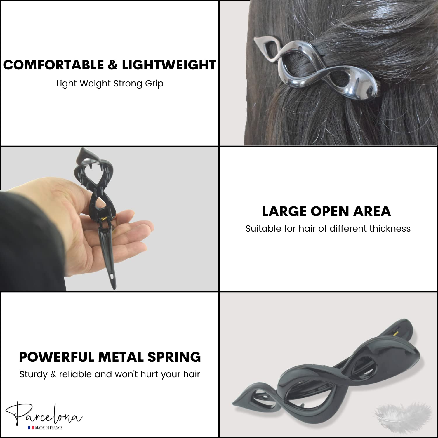 Parcelona French Twist Style 4 1/2" Large Cellulose Hair Side Slider Claw Clip