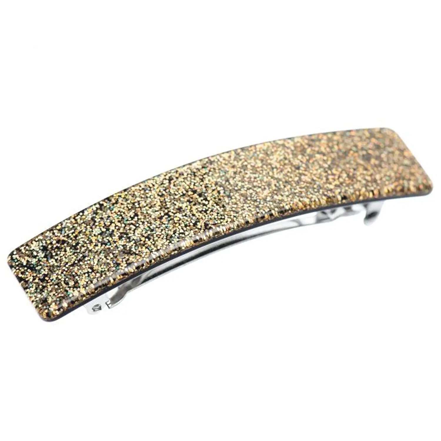 French Amie Glittery Bar Large Handmade Cellulose Hair Clip Barrette for Women