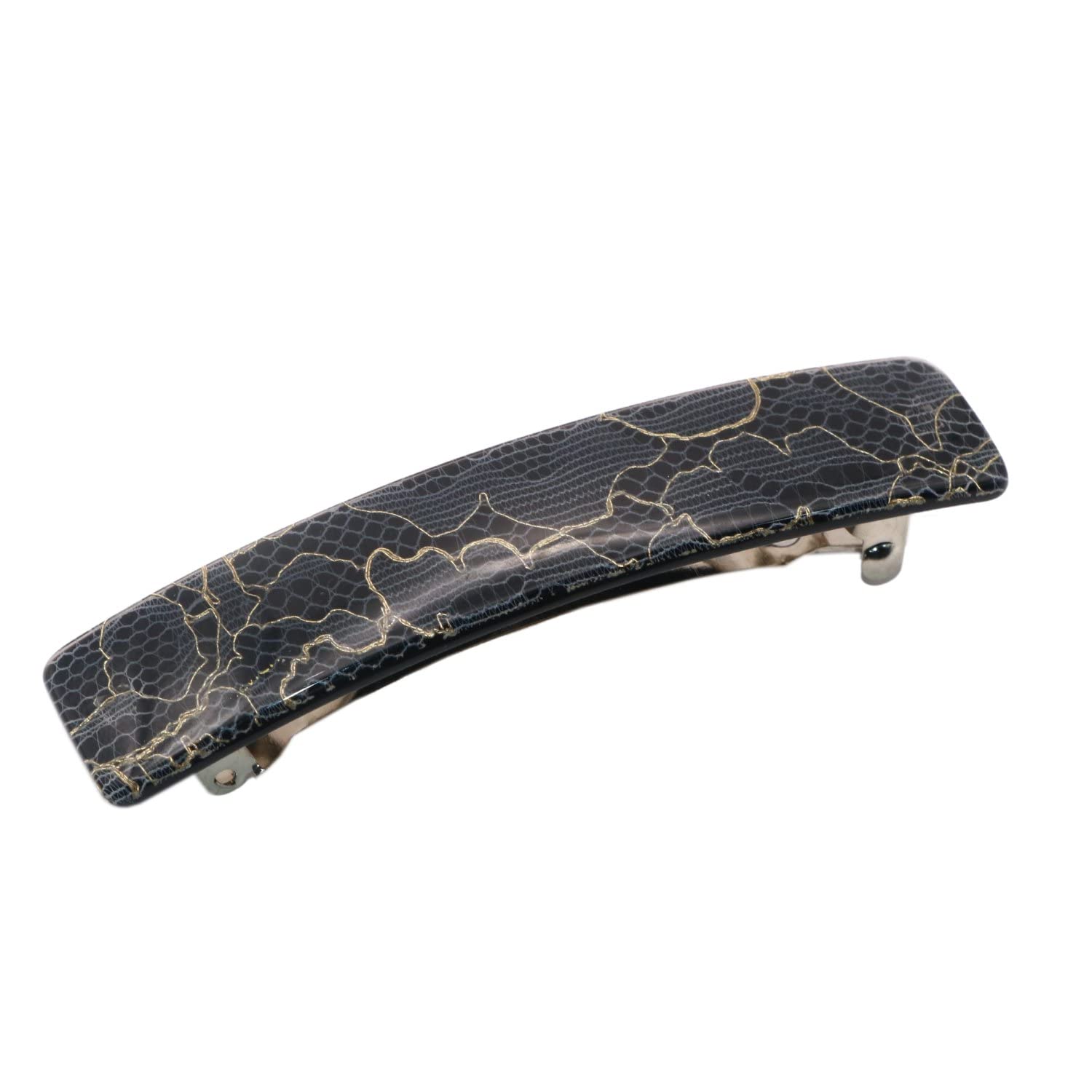 French Amie Oblong 3 1/2" Cellulose Handmade Automatic Hair Barrette for Women