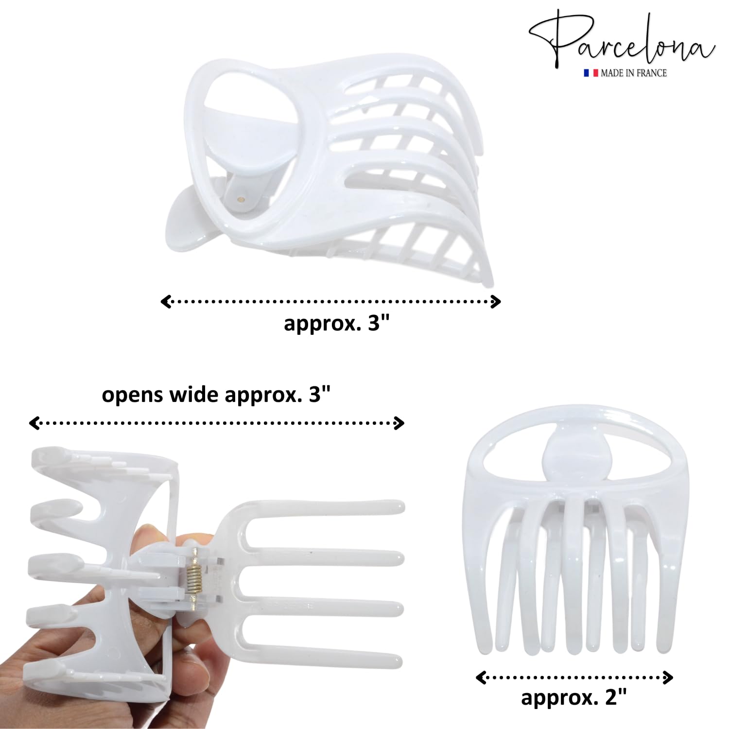 Parcelona French Curvy Oval Paw Medium Cellulose Hair Claw for Women and girls