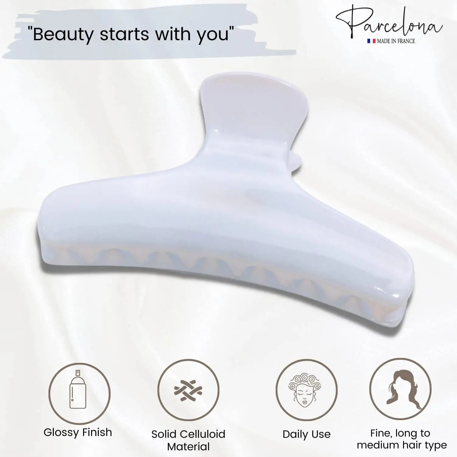 Parcelona French Flat Salon Style Medium 3 1/4" Cellulose Hair Claw for Women